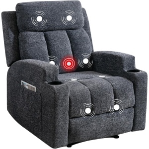 Phoenix Home Ergonomic Recliner Chair, Overstuffed Recliners for Living Room, Breathable Fabric Reclining Chair with Lumbar Support